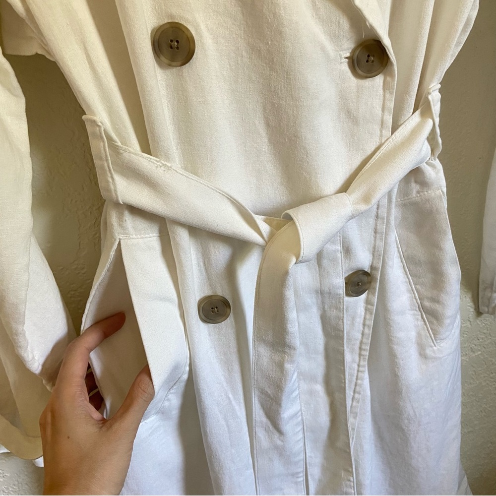A New Day Linen Blend White Trench Coat - Picture 6 of 12